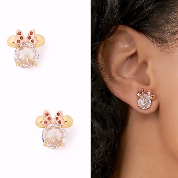 Kate Spade Mini Mouse Sparkling Crystal, Stud Earrings/ Gold tone - Picture 2 of 12